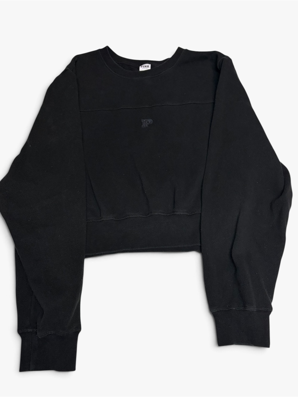 PINK Victoria's Secret Black Cropped Crew Sweatshirt